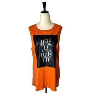 Acne Studios Shirt Men XS Orange‎ Black Graphic Print Cotton Streetwear Tank Top